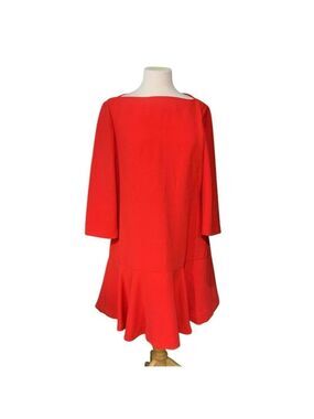 Kate Spade red mid length dress with 3/4 sleeves and boatneck size 10